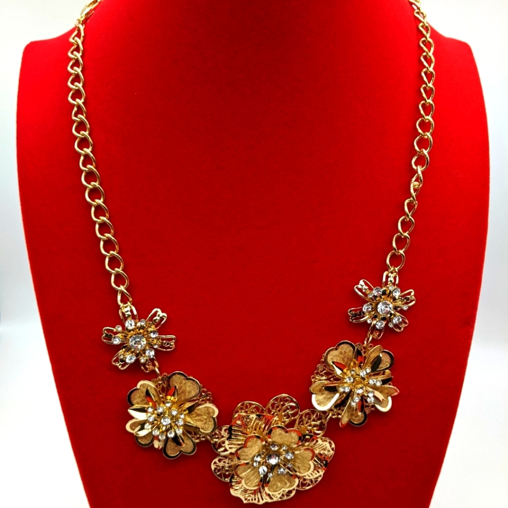 Laura Ashley Gold-tone Filigree Flower Necklace